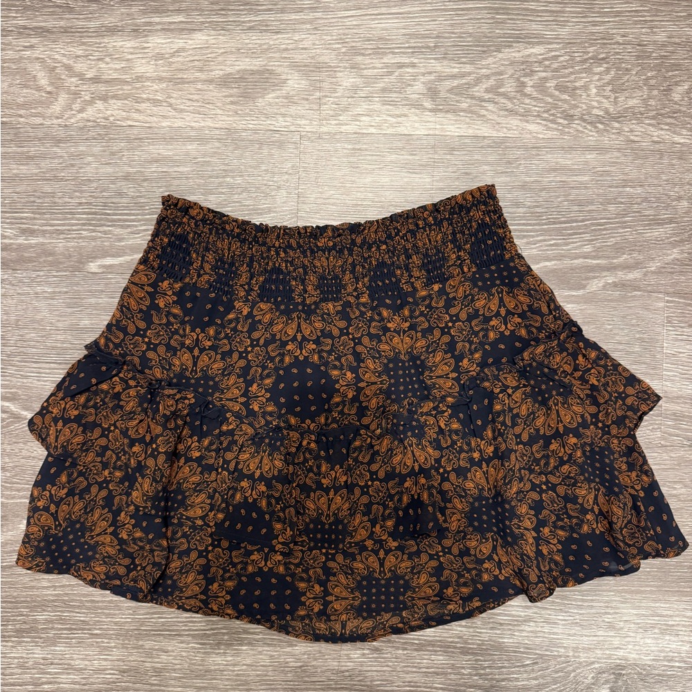 Altar'd State Black and Brown Floral Mini Skirt